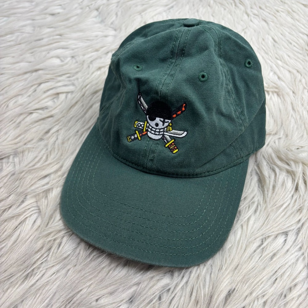 Ripple Junction Men s OS One Piece Zoro Skull Crossbones Baseball Hat Green